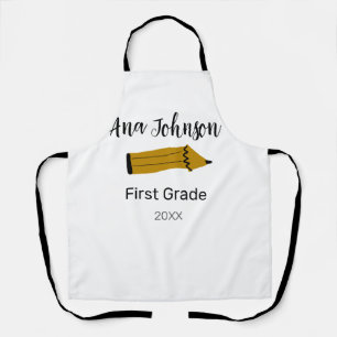 Terug naar school potlood toevoegen naam klas jaar schort