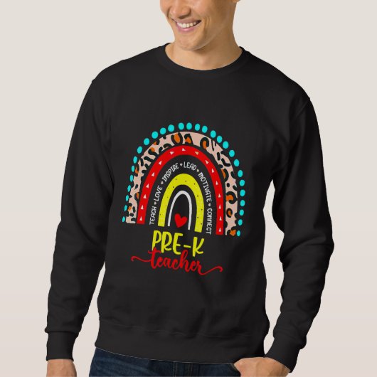 Terug naar school Pre K leraar Boho Luipaard Regen Trui (Voorkant)