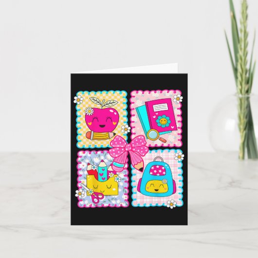 Terug naar School Preppy Coquette Pencil Bow Teach Kaart (Voorkant)
