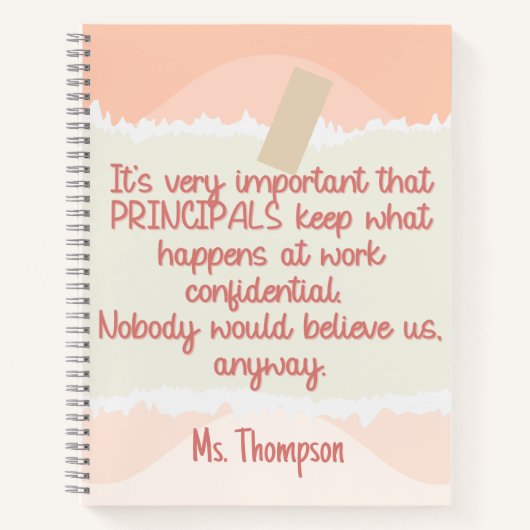 Terug naar school Principal Retro Peach Wavy Funny Notitieboek (Voorkant)