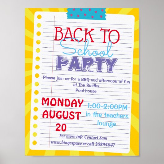 terug naar school PTA-evenement PTO-kleuterleraar Poster (Voorkant)