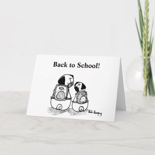 Terug naar school Pugs Kaart (Voorkant)
