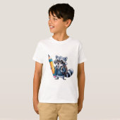 Terug naar School Raccoon - Waterverf Raccoon Stud T-shirt (Voorkant volledig)