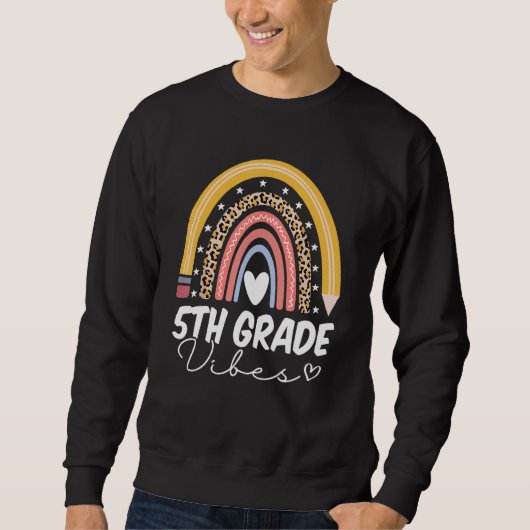 Terug naar school Rainbow 5th Grade Vibes Teach Trui (Voorkant)