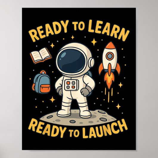 Terug naar school raket lancering ruimte leren stu poster (Voorkant)