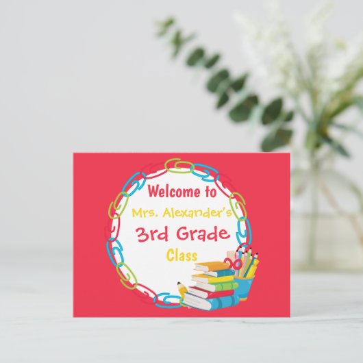 Terug naar School Red Briefkaart (Staand voorkant)