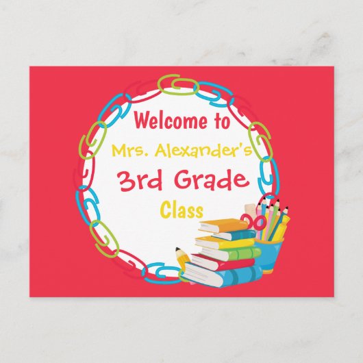 Terug naar School Red Briefkaart (Voorkant)