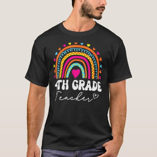 Terug naar school regenboog 4e Grade Squad Teac T-shirt (Voorkant)