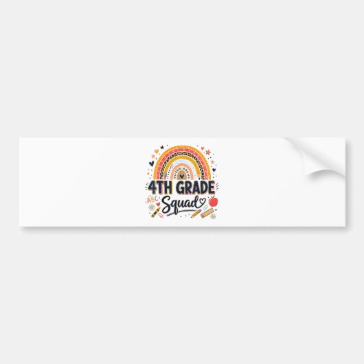 Terug naar school regenboog 4e klas groep bumpersticker (Voorkant)