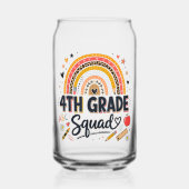 Terug naar school regenboog 4e klas squad blikvorm glas (Voorkant)