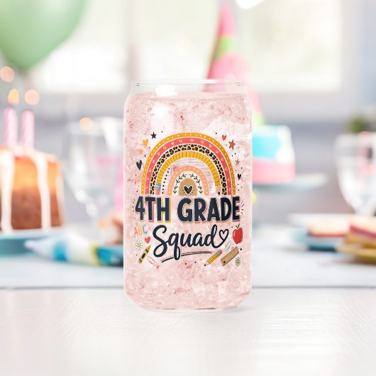 Terug naar school regenboog 4e klas squad blikvorm glas (Insitu (Verjaardag))