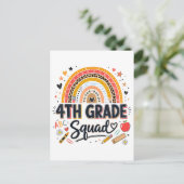 Terug naar school regenboog 4e klas squad briefkaart (Staand voorkant)