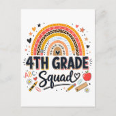 Terug naar school regenboog 4e klas squad briefkaart (Voorkant)
