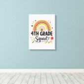 Terug naar school regenboog 4e klas squad canvas afdruk (Insitu (Houten vloer))