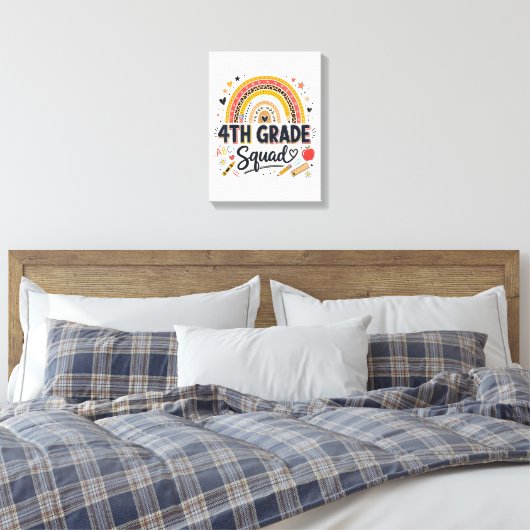 Terug naar school regenboog 4e klas squad canvas afdruk (Insitu (Slaapkamer))
