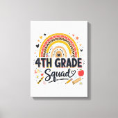 Terug naar school regenboog 4e klas squad canvas afdruk (Voorkant)