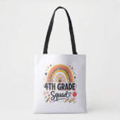 Terug naar school regenboog 4e klas squad tote bag (Voorkant)