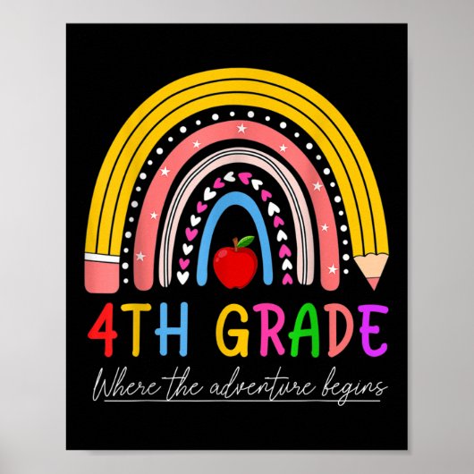 Terug naar school Regenboog 4e klas Waar het avont Poster (Voorkant)