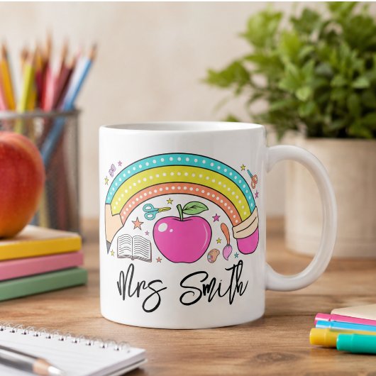 terug naar school Regenboog Leraar Leven Koffiemok