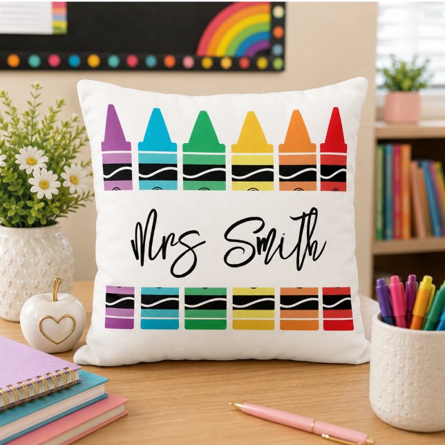 terug naar school Regenboog Leraar Leven Kussen (back School Rainbow Teacher Life Throw Pillow)