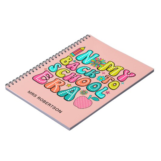 Terug naar school retro leraar spiraal notitieboek (Linkerzijde)