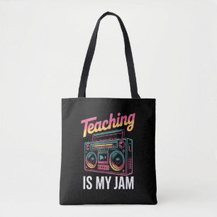 Terug naar school Retro lesgeven is mijn Jam 80s Tote Bag