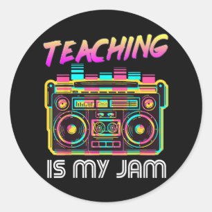 Terug naar school Retro Onderwijs is mijn Jam 80s Ronde Sticker