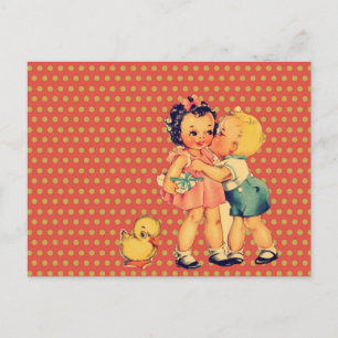 Terug naar school Retro patropatroonkitsch  Kinder Briefkaart