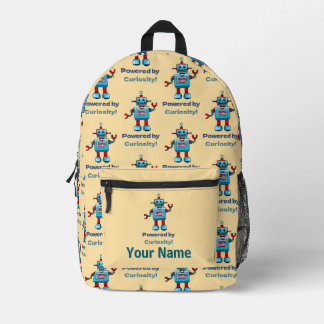 Terug naar school - robot (naam toevoegen) bedrukte rugzak