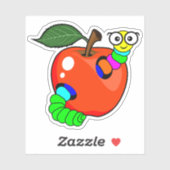 Terug naar school rode appel met worm - Aangepast  Sticker (Vel)