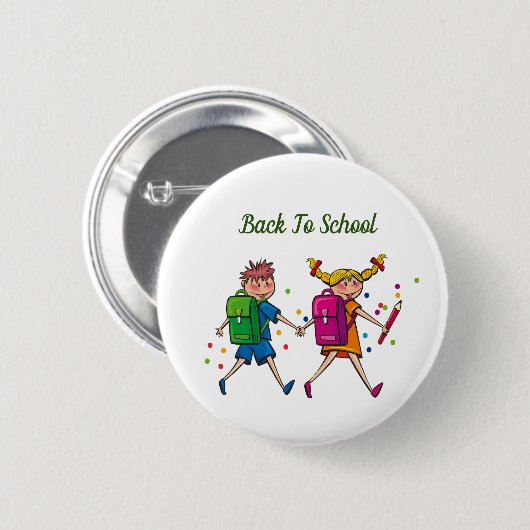Terug naar school ronde button 5,7 cm (Voorkant /achterkant)