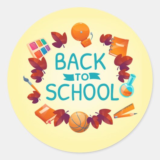 Terug naar School Ronde Sticker (Voorkant)