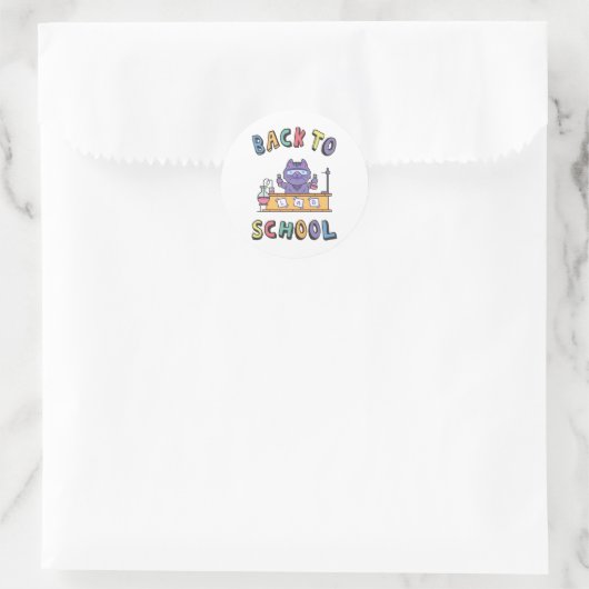 Terug naar school ronde sticker (Tas)