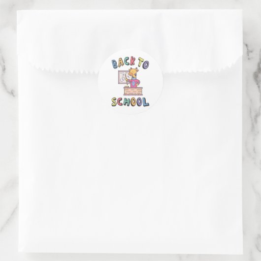 Terug naar school ronde sticker (Tas)