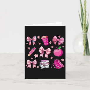 Terug naar school Roze Coquette Bow Pencil Apple K Kaart