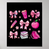 Terug naar school Roze Coquette Bow Pencil Apple K Poster (Voorkant)