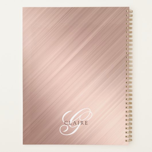 Terug naar school Roze Monogram dagelijks Planner (Achterkant)