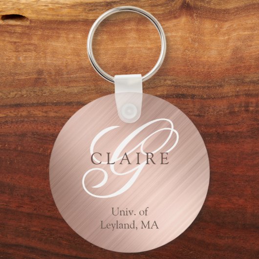 Terug naar school Roze Monogram Sleutelhanger (Voorkant)