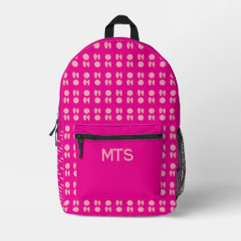 Terug naar school Roze Strikken Stippen Monogram B Bedrukte Rugzak