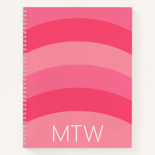 Terug naar school roze tinten strepen witte monogr notitieboek