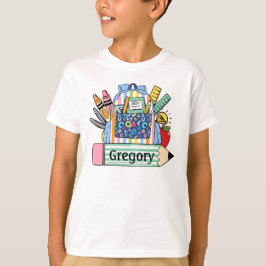 Terug naar school Rugzak Gepersonaliseerde naam T- T-shirt