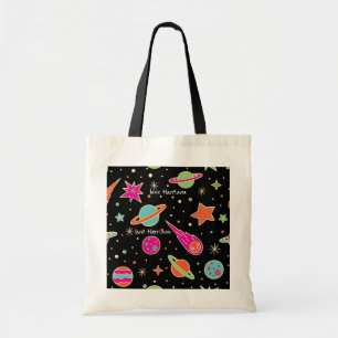Terug Naar School Ruimteraket Patroon Naam Tote Bag