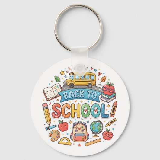 Terug naar school. Schattig. Kleurig. Sleutelhanger (Voorkant)