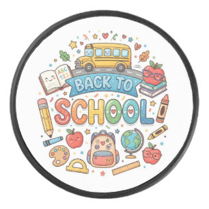 Terug naar school. Schattig. Kleurrijk. Hockey Puck