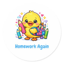 Terug naar school Schattig Kuiken Grappige Sticker