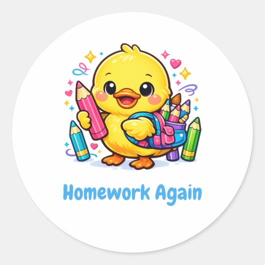 Terug naar school Schattig Kuiken Grappige Sticker (Voorkant)