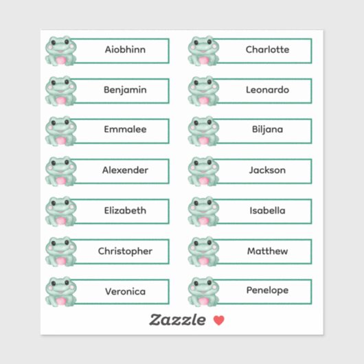 Terug naar school - Schattige Frogs Multiple Name  Sticker (Vel)