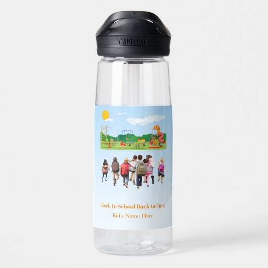 Terug naar school Schattige kinderen Student Waterfles (Achterkant)