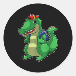 Terug naar school Schattige krokodil Grappige Krok Ronde Sticker