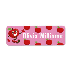 Terug naar school Schattigee Cartoon Fun Red Apple Etiket